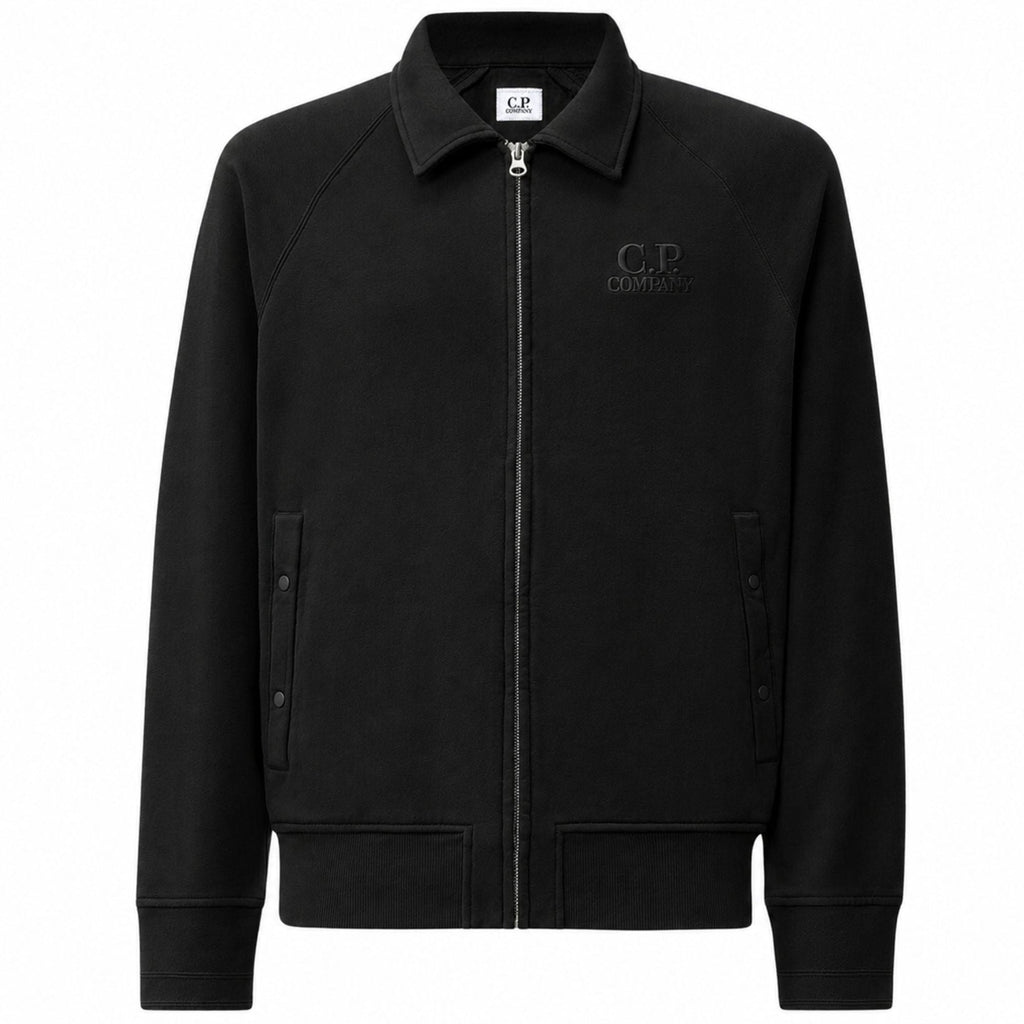 C.P Company Diagonal Raised Fleece Polo Zip Sweatshirt - Black