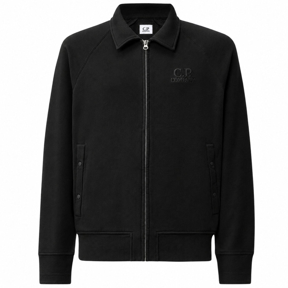 C.P Company Diagonal Raised Fleece Polo Zip Sweatshirt - Black