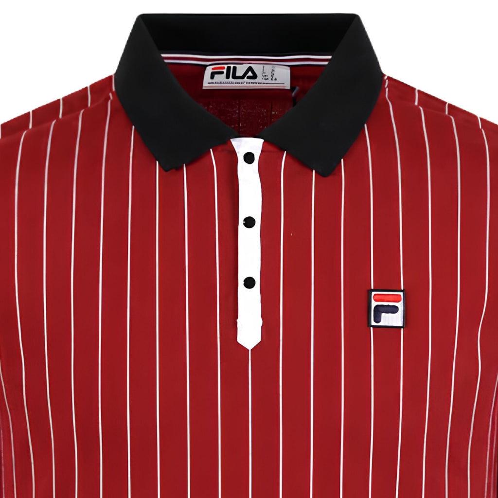 Fila Vintage BB1 Classic Vintage Striped Polo Shirt - Sun Dried Tomato