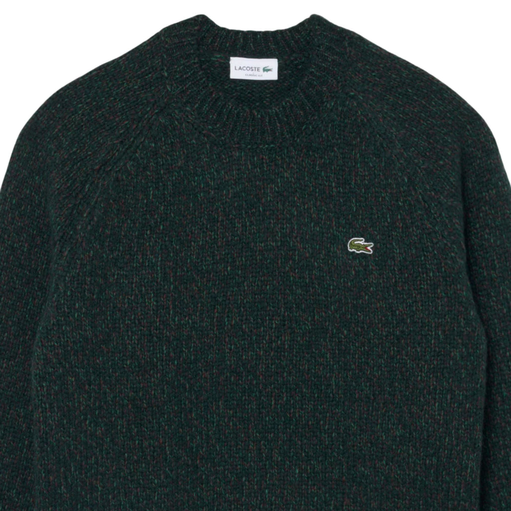 Lacoste Mercerized Knit Wool Cardigan - Green Mix