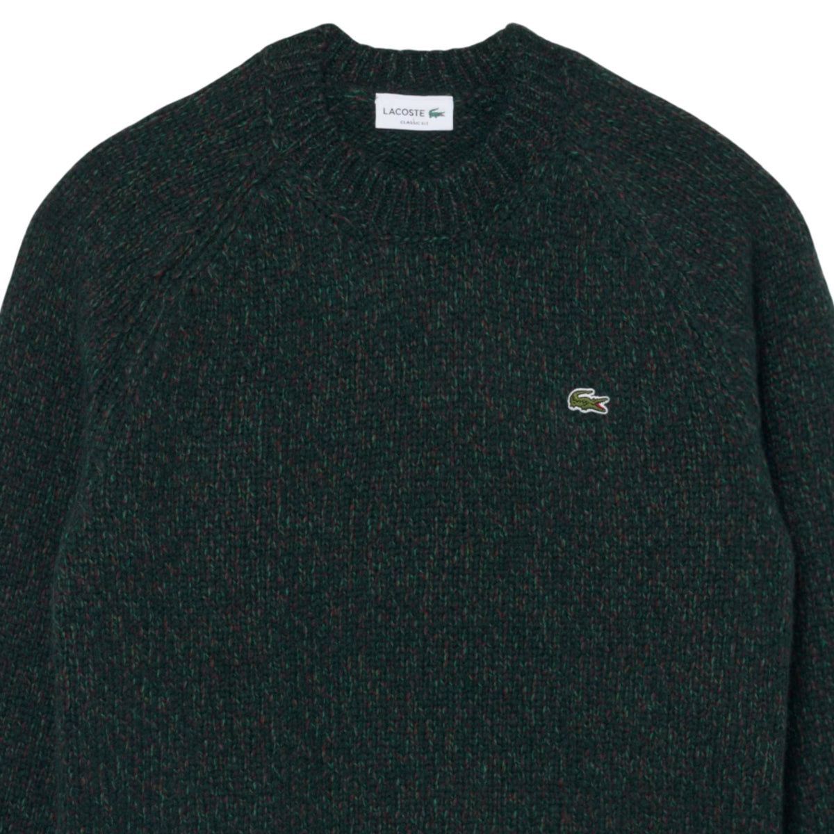 Lacoste Mercerized Knit Wool Cardigan - Green Mix