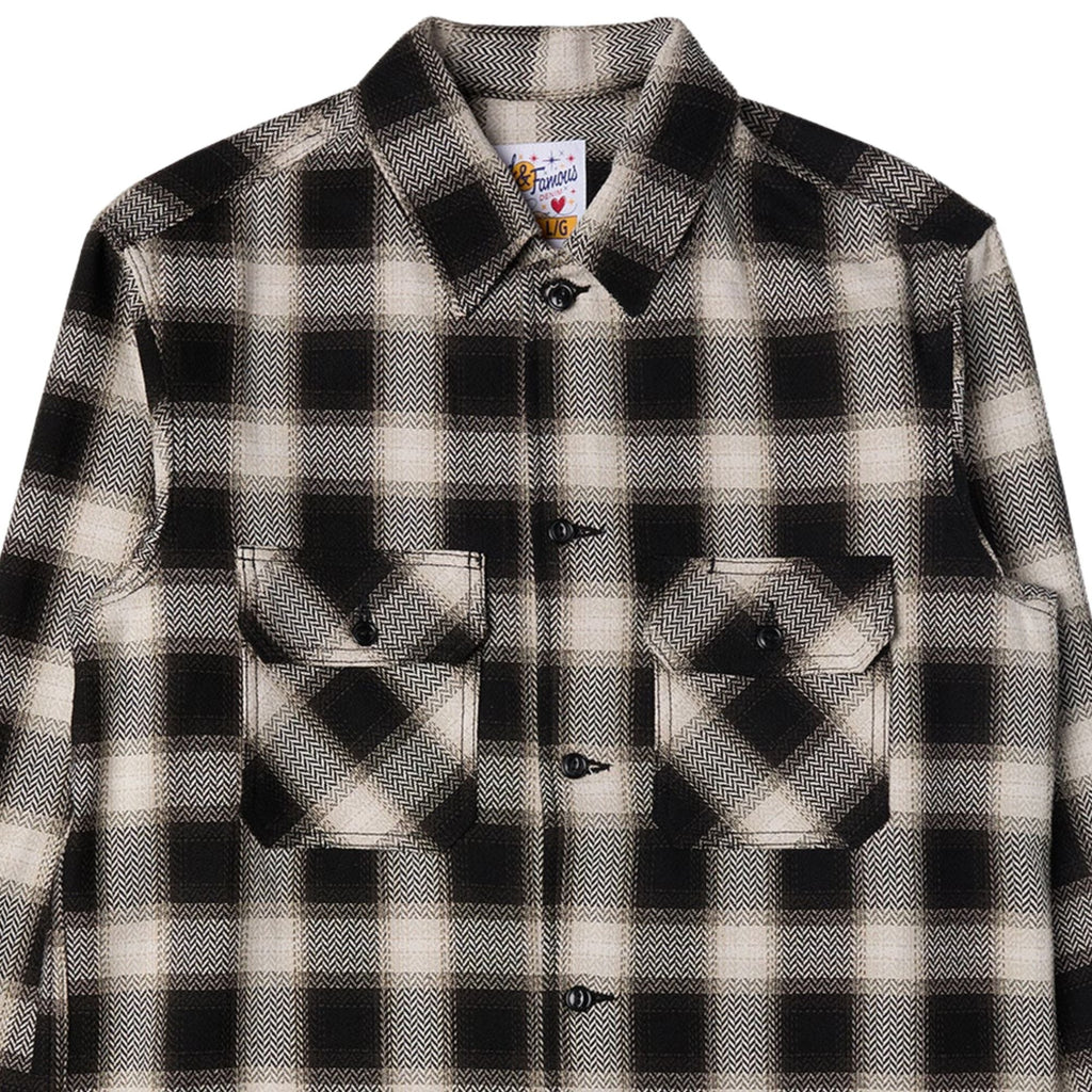 Naked and Famous Denim Trippy Ombre Plaid Work Shirt - Ivory