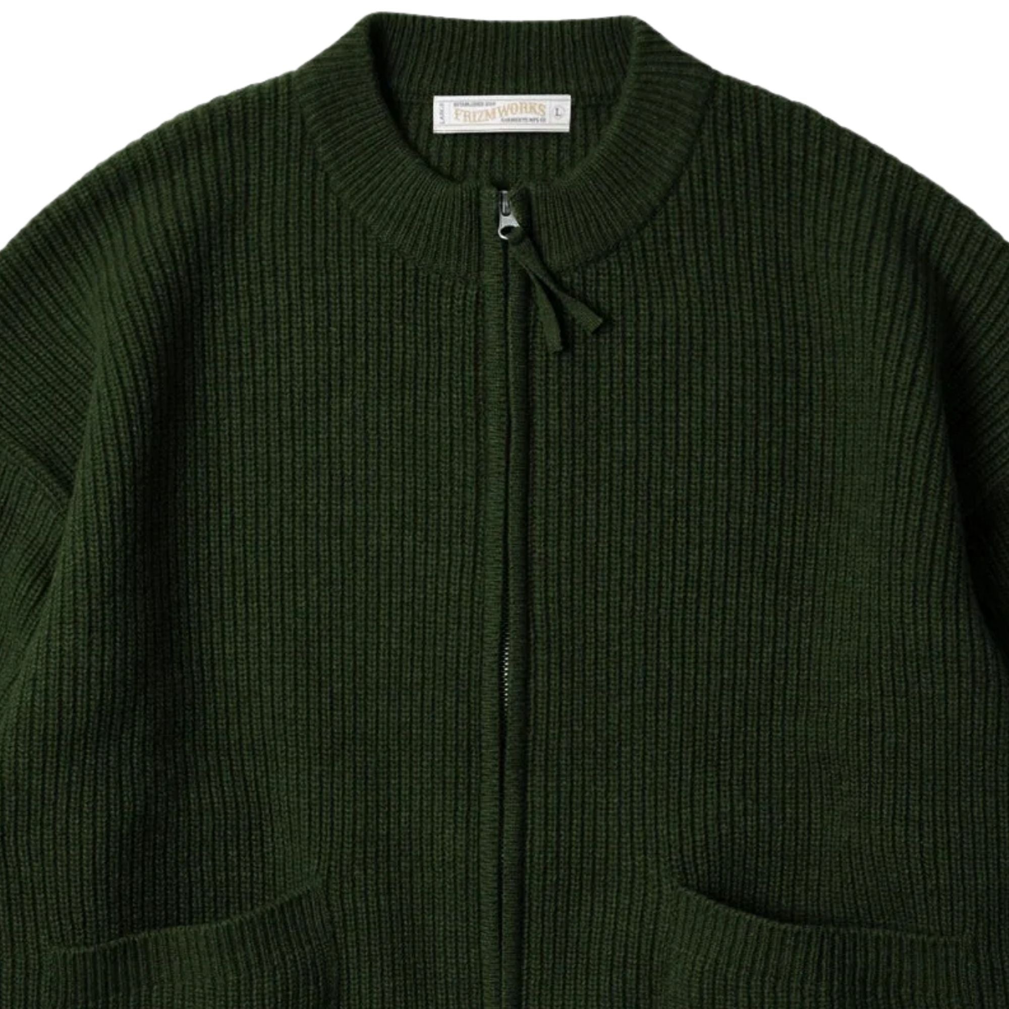 FrizmWORKS Wool Deck Zip Up Cardigan - Forest Green