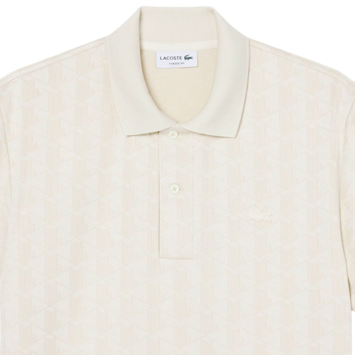 Lacoste Classic Fit Monogram Jacquard Polo Shirt - Beige