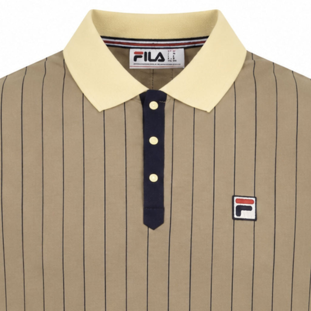 Fila Vintage BB1 Classic Vintage Striped Polo Shirt - Double Cream