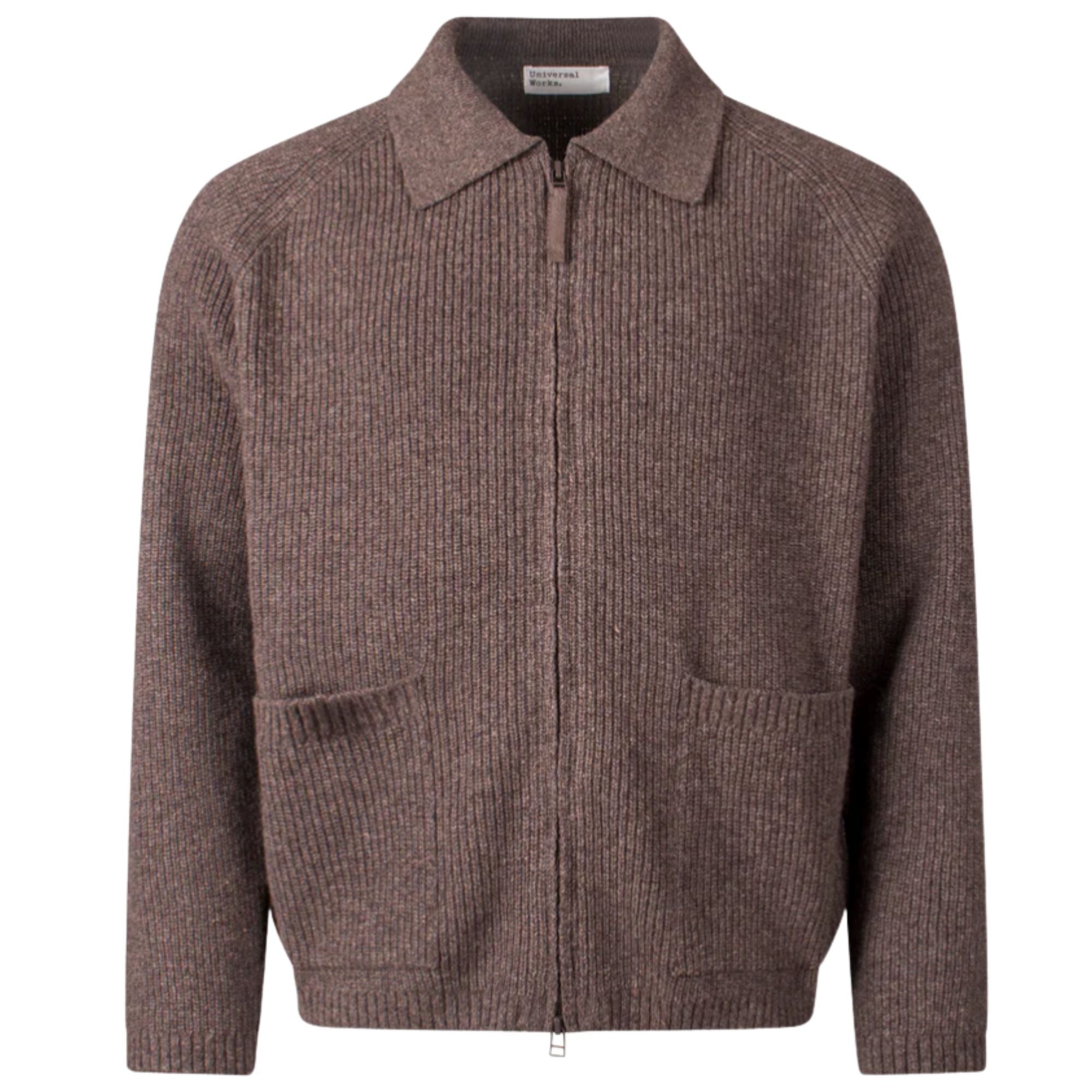 Universal Works Zip Caridgan Eco Wool - Tawny