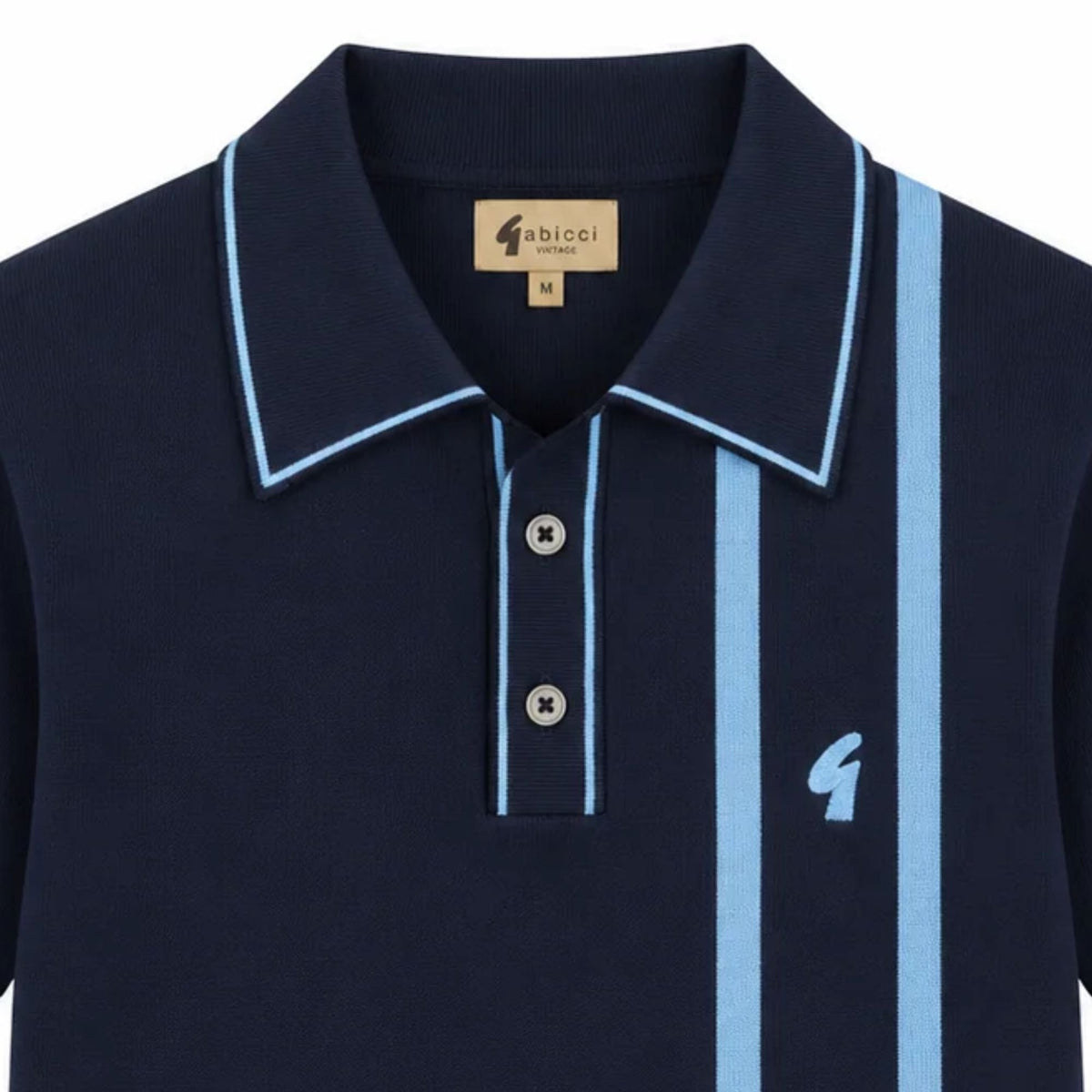 Gabicci Vintage Beckenham Short Sleeve Knit Polo - Navy