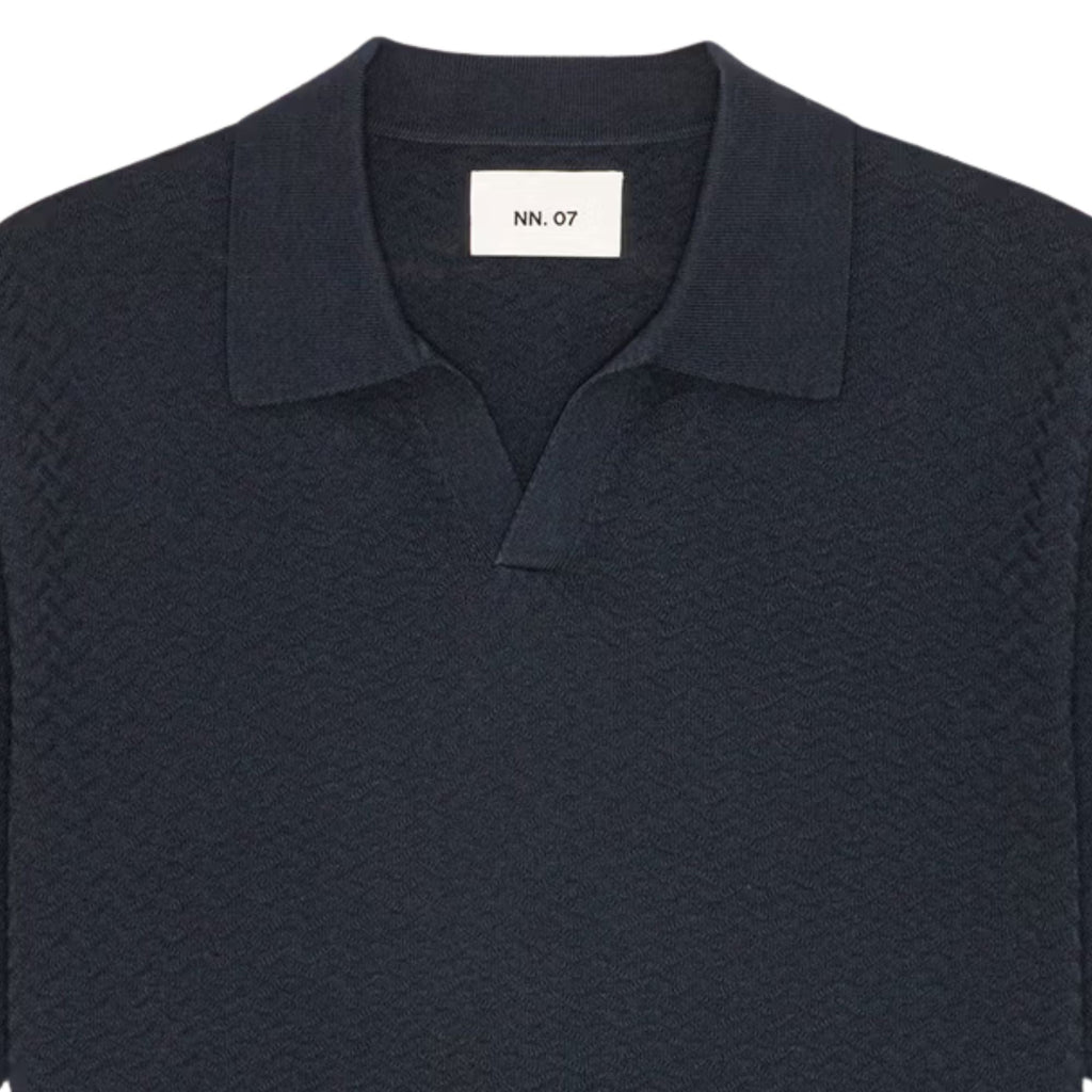 NN07 Paul Textured Stitch Polo - Navy Blue