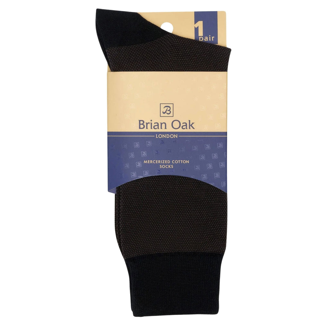 Stuarts London Brian Oak Birds Eye Patterned Socks - Dark Brown