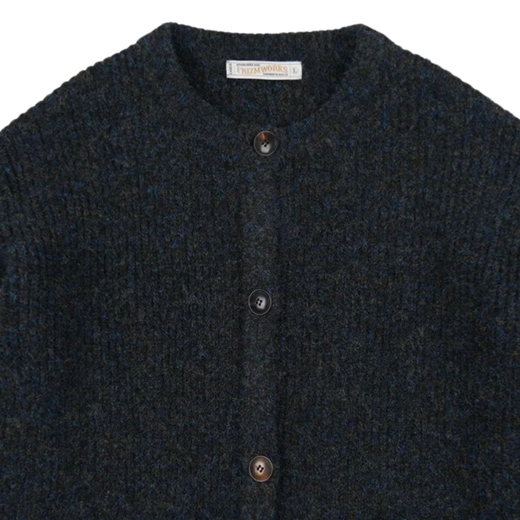 FrizmWORKS Brushed Wool Round Cardigan - Black