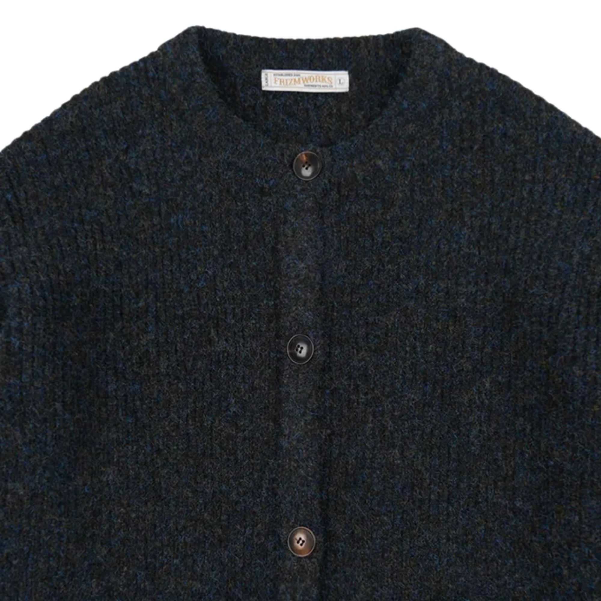 FrizmWORKS Brushed Wool Round Cardigan - Black