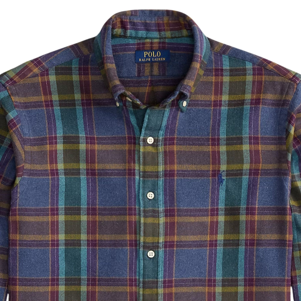 Polo Ralph Lauren Custom Fit Plaid Flannel Shirt - Blue Purple Heather