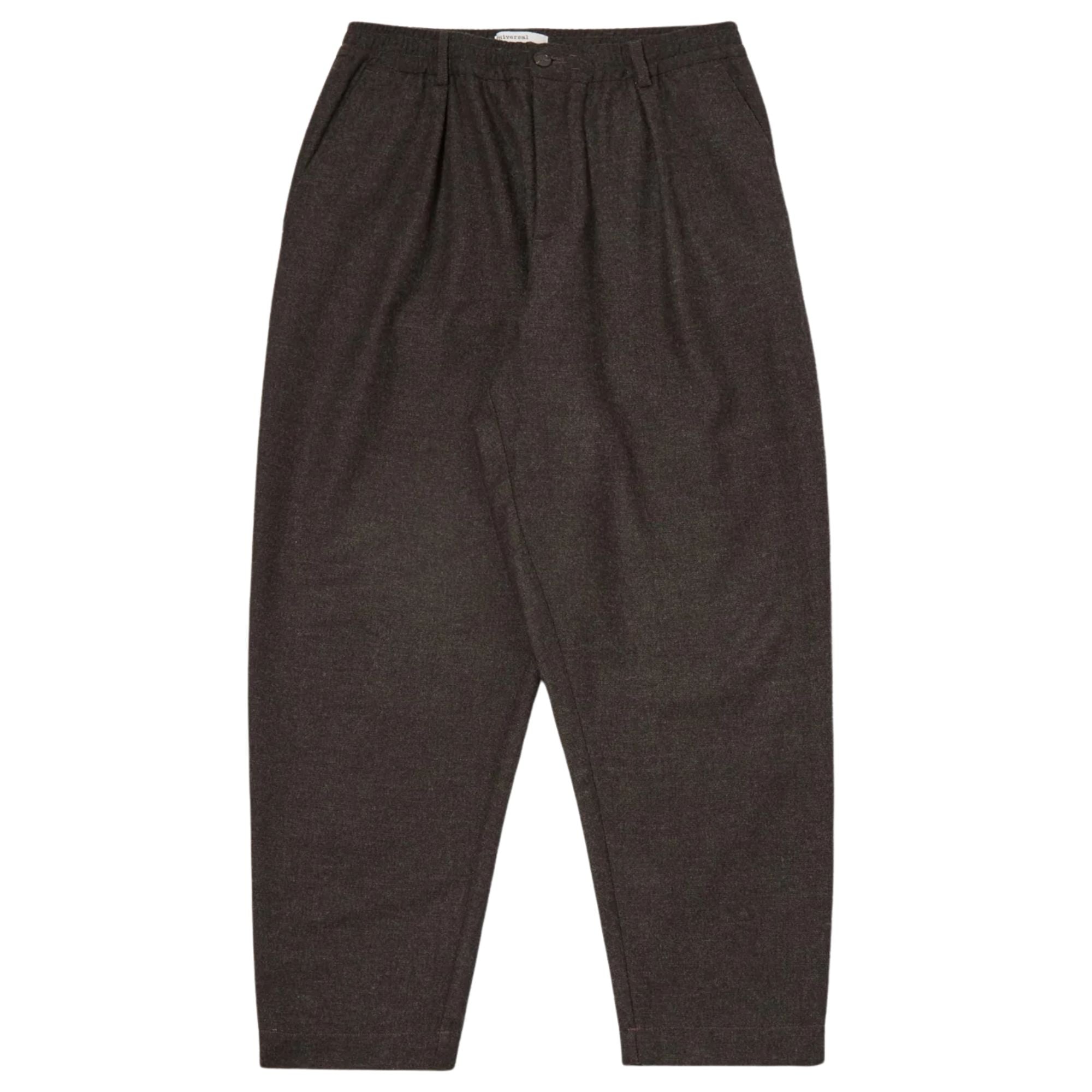 Universal Works Pleated Track Pant Recycled It Tweed - Brown
