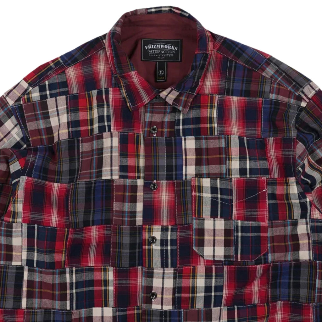 FrizmWORKS Madras Patchwork Relaxed Shirt - Wine