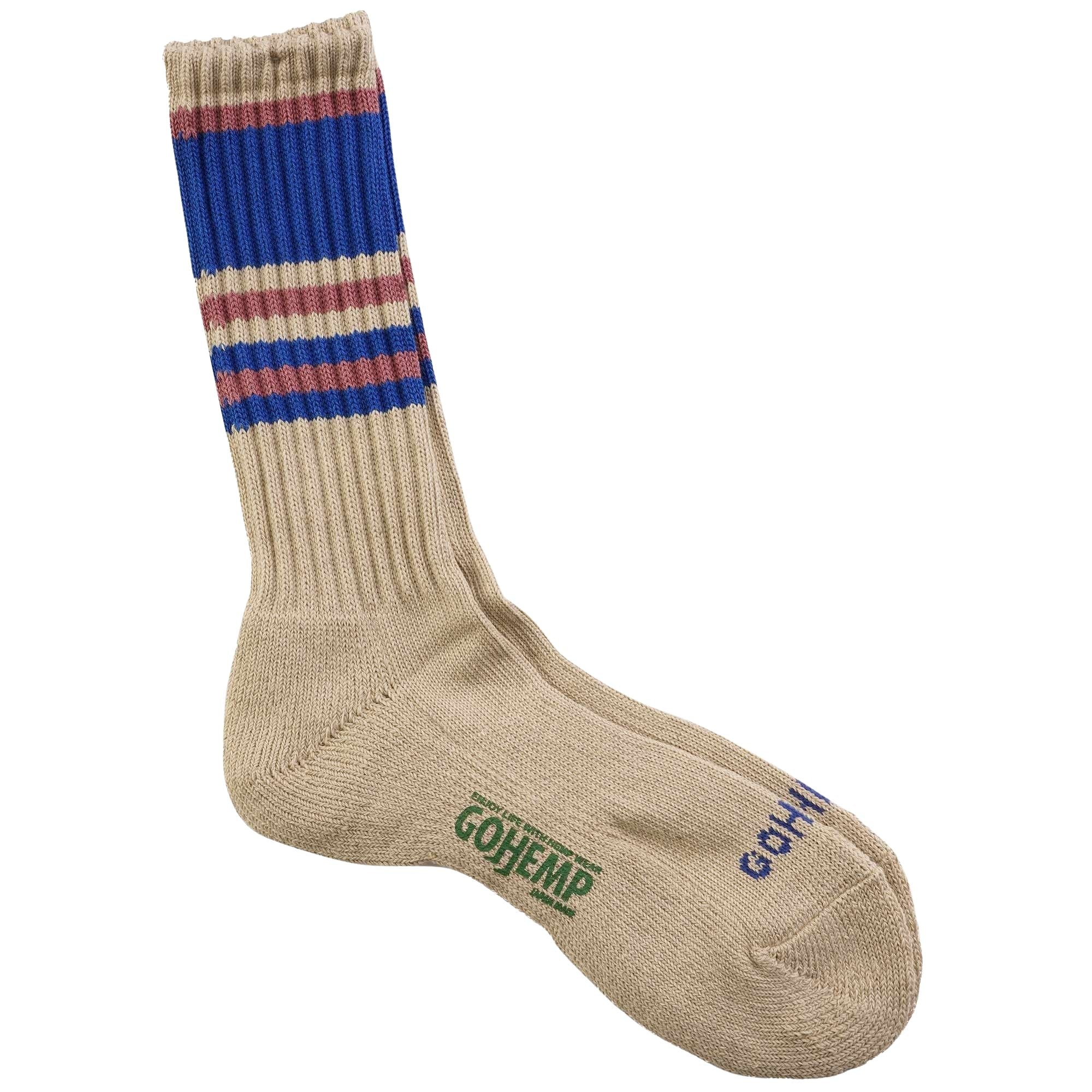 Anonymous Ism GOHEMP Random Line Pile Crew Socks - Purple Stripe