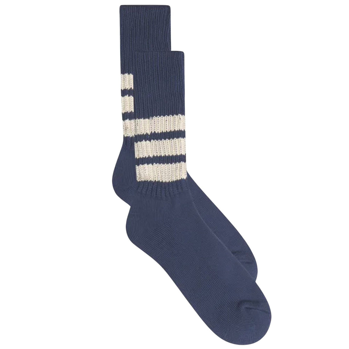 RoToTo Socks Coarse Ribbed Crew Socks - Faded Blue