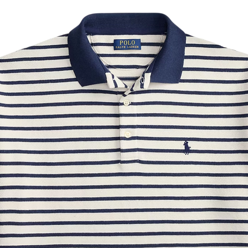 Polo Ralph Lauren Relaxed Fit Striped Textured Polo Shirt - Nevis/ Newport Navy