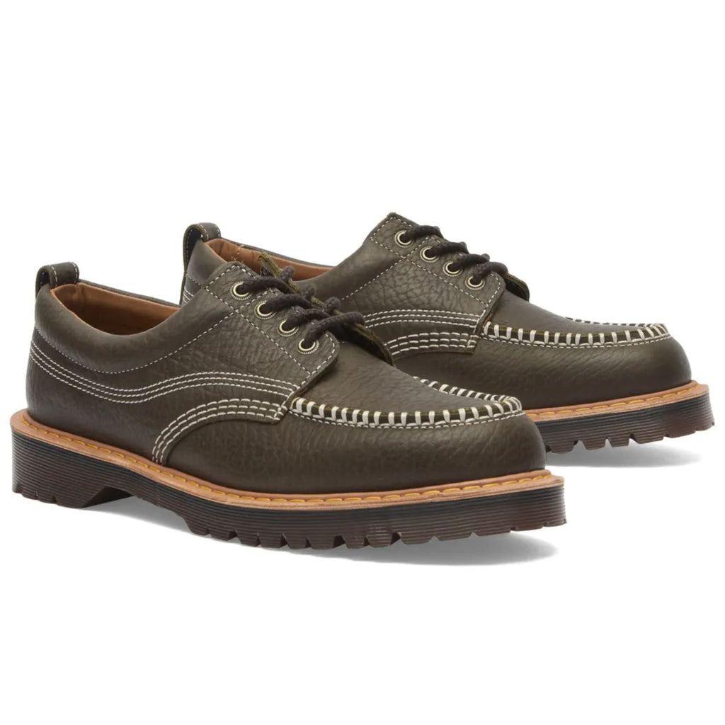 Dr. Martens Lowell Wild Grain Leather Moc Toe - Olive