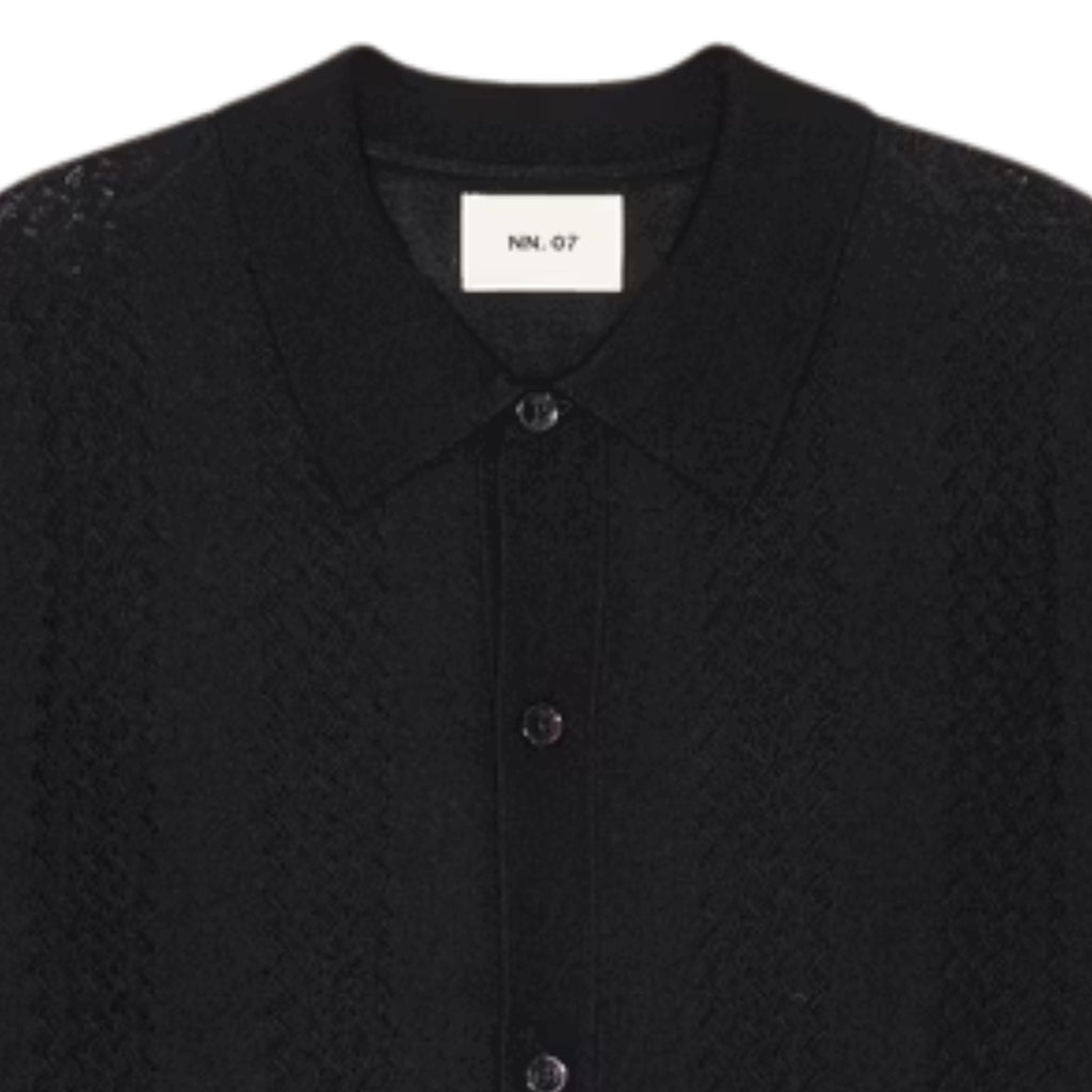 NN07 Thor Wool Blend Button Through Polo Shirt  - Deep Navy