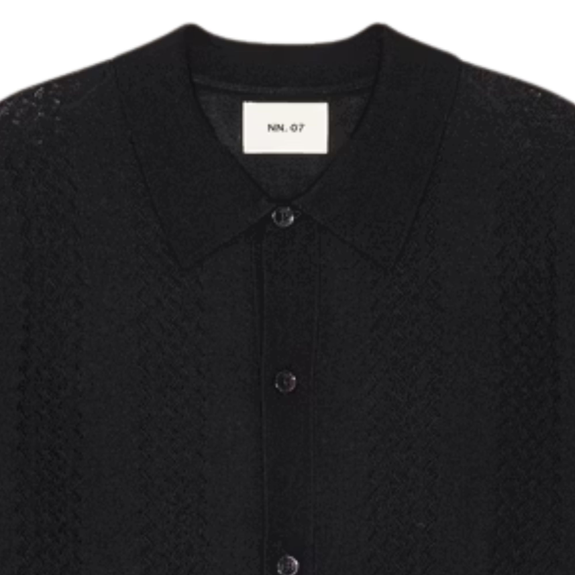 NN07 Thor Wool Blend Button Through Polo Shirt  - Deep Navy