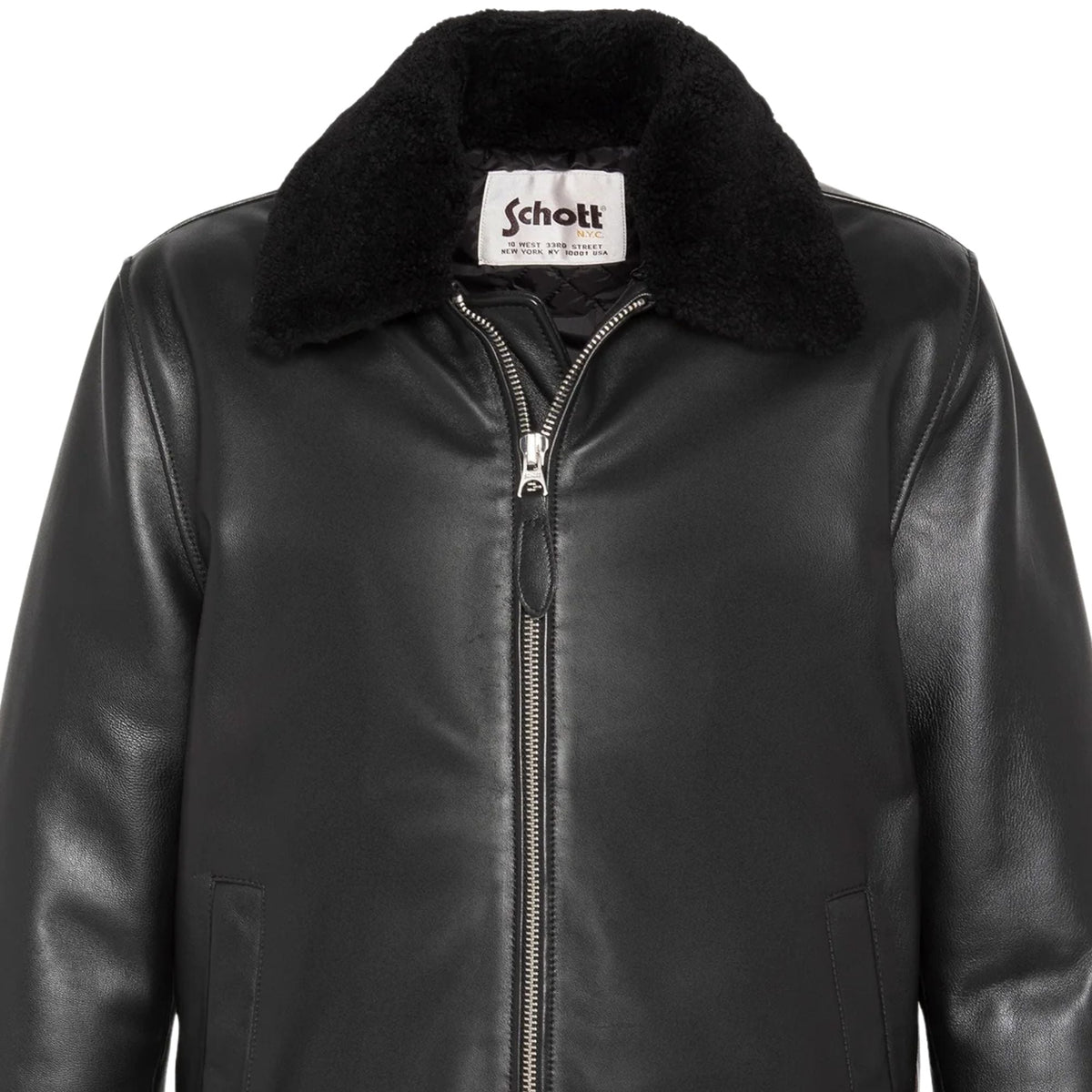 Schott Casual Lambskin Leather Jacket - Black