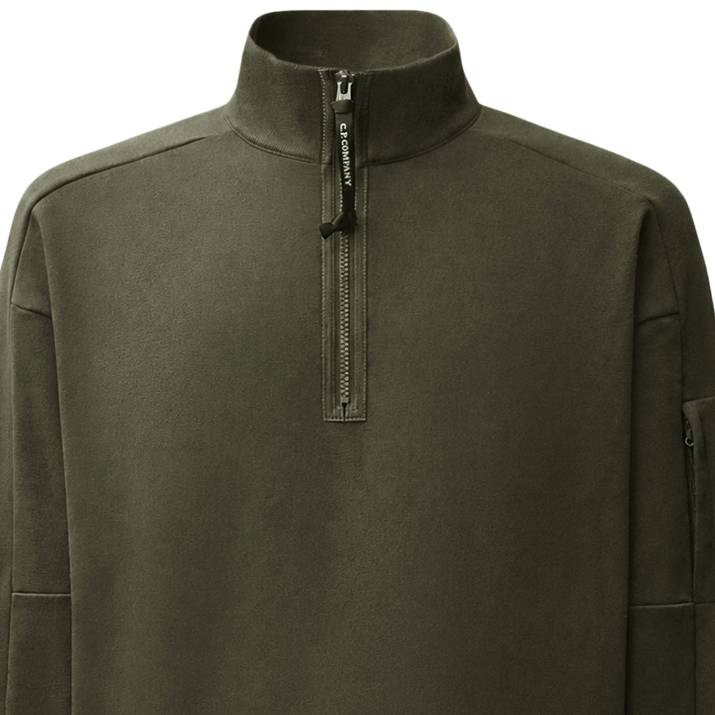 C.P. Company Diagonal Raised Fleece Lens Half Zip Sweatshirt - Ivy Green