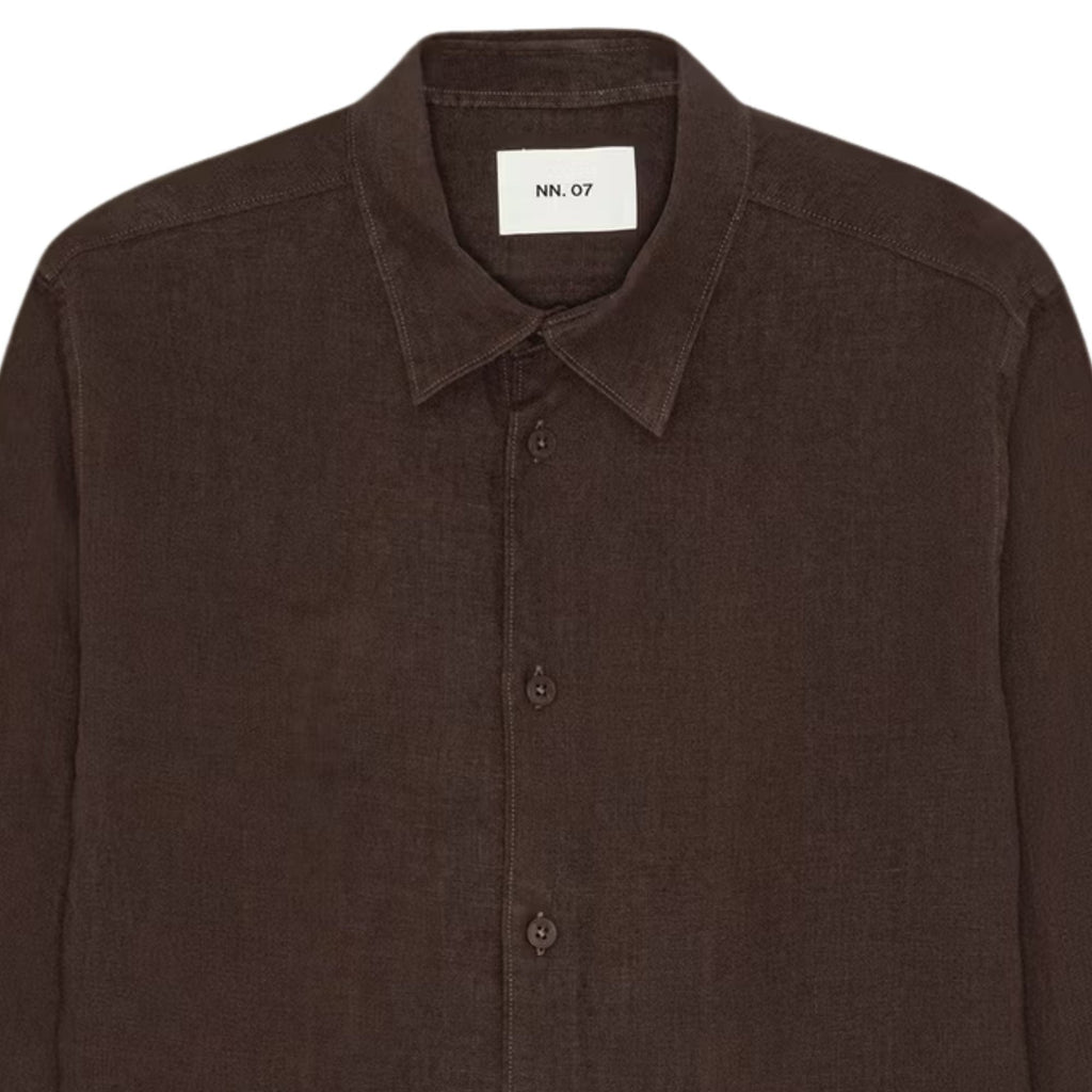NN07 Enzo Classic Collar Linen Shirt - Truffle