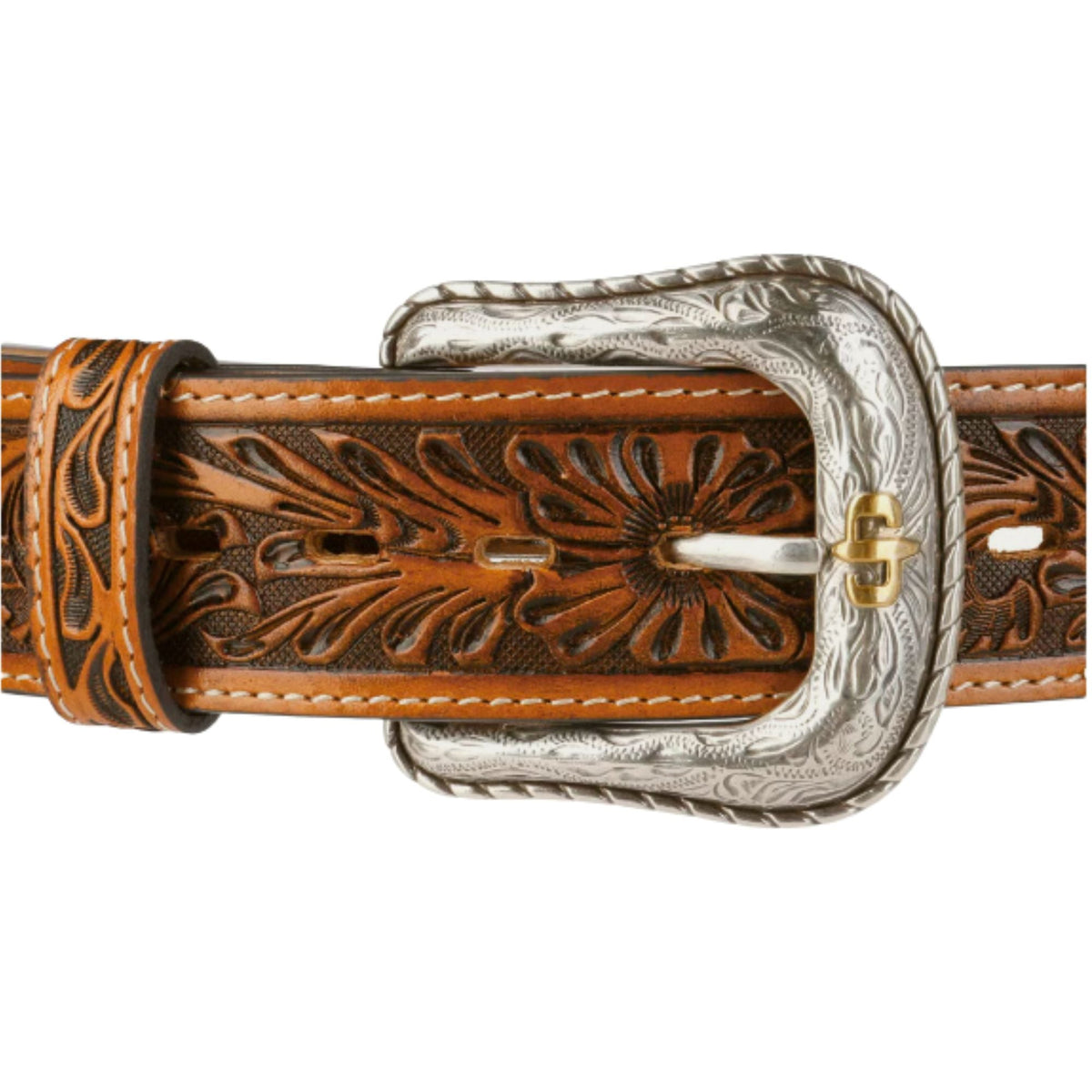 Stetson Tooled Leather Belt - Brown