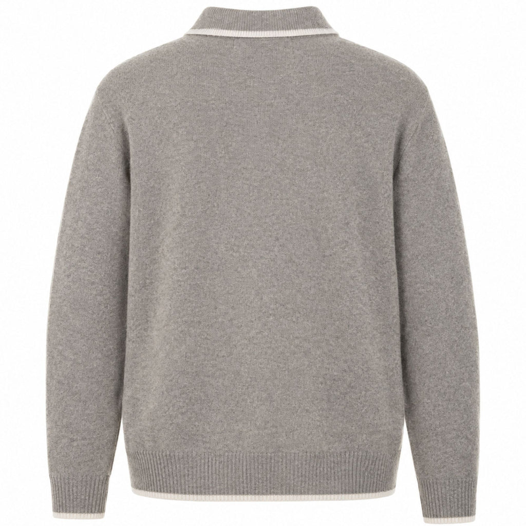 Pittari Lambswool Catch Full Zip Sweater - Vole/Clay