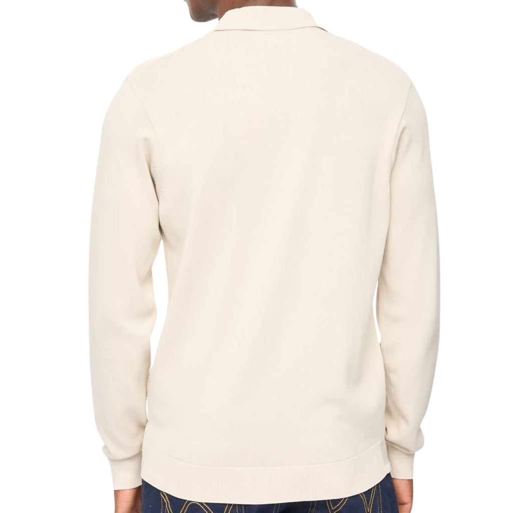 Gabicci Vintage Bromley Long Sleeve Button Thru Knit Polo - Cream