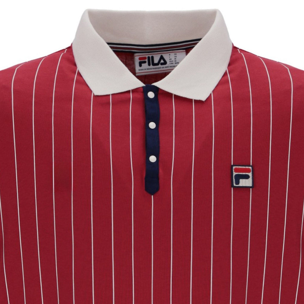 Fila Vintage BB1 Classic Vintage Striped Polo Shirt - Garnet