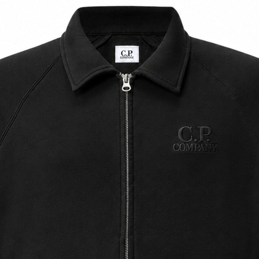 C.P Company Diagonal Raised Fleece Polo Zip Sweatshirt - Black