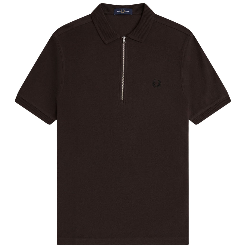Fred Perry Crepe Pique Polo Shirt - Rich Brown