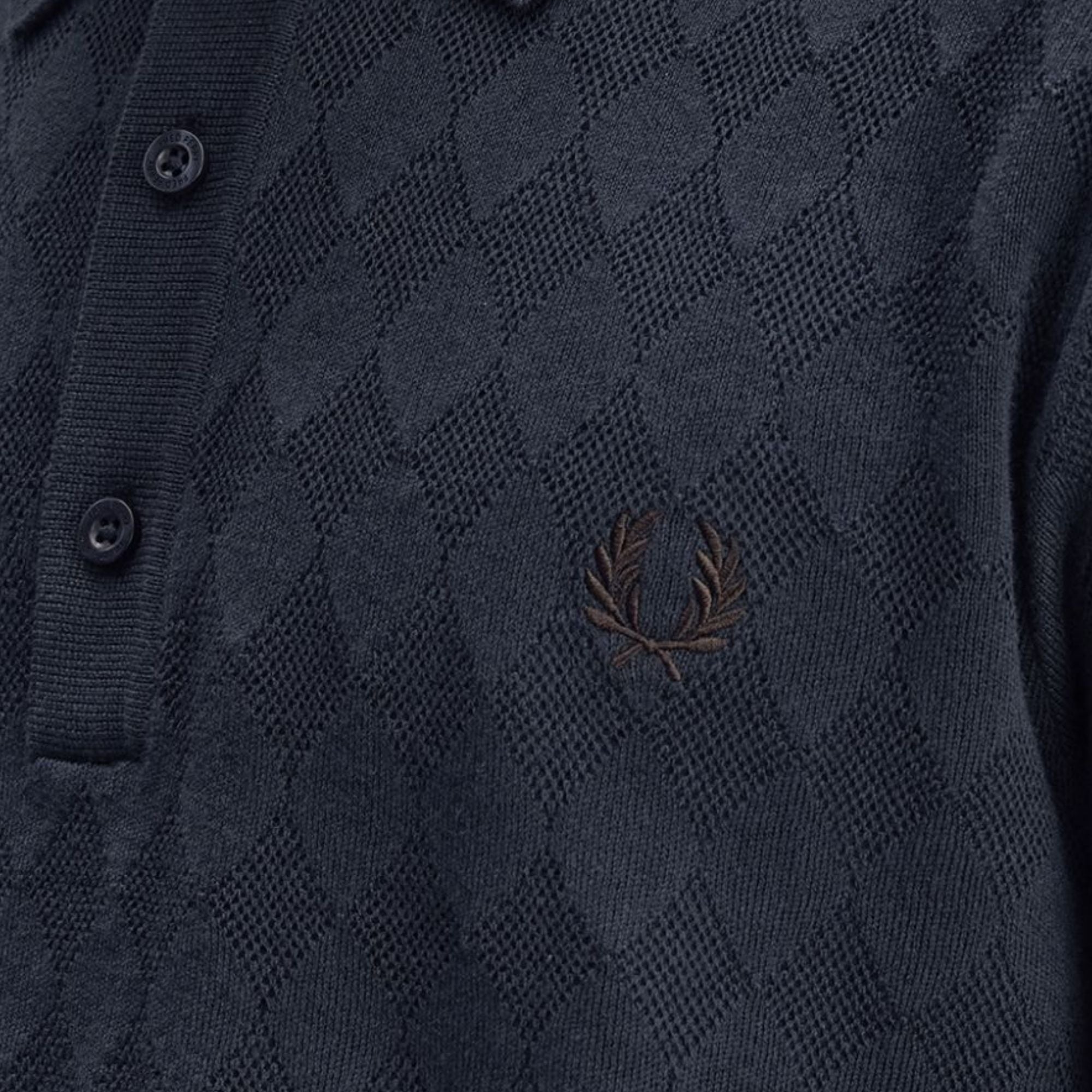 Fred Perry Pointelle Knitted Shirt - Navy