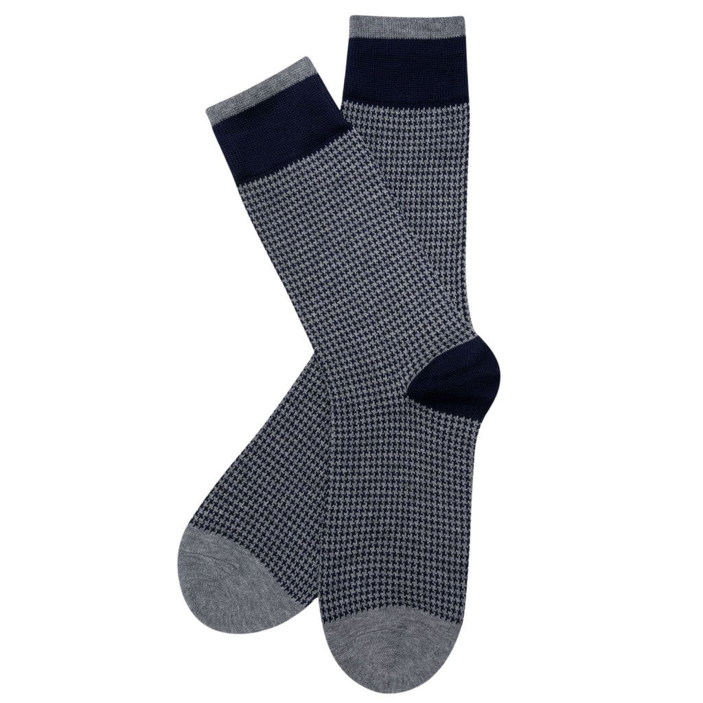 Stuarts London Brian Oak Houndstooth Pattern Socks - Grey