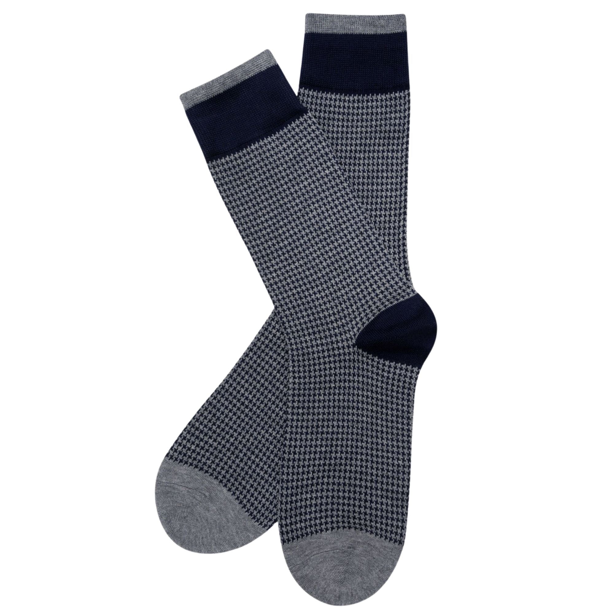 Stuarts London Brian Oak Houndstooth Pattern Socks - Grey