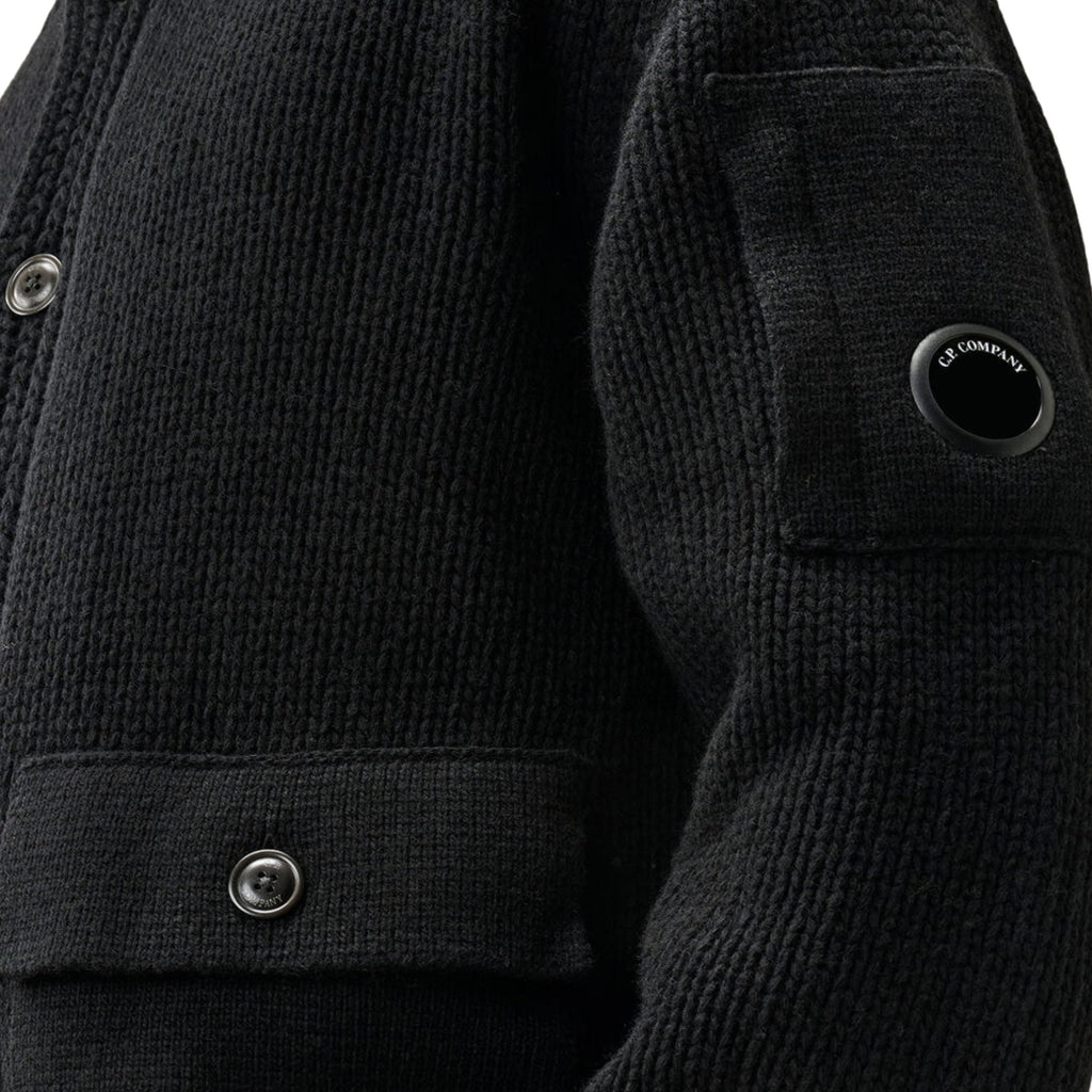C.P Company Lambswool Lens Button Sweater - Black
