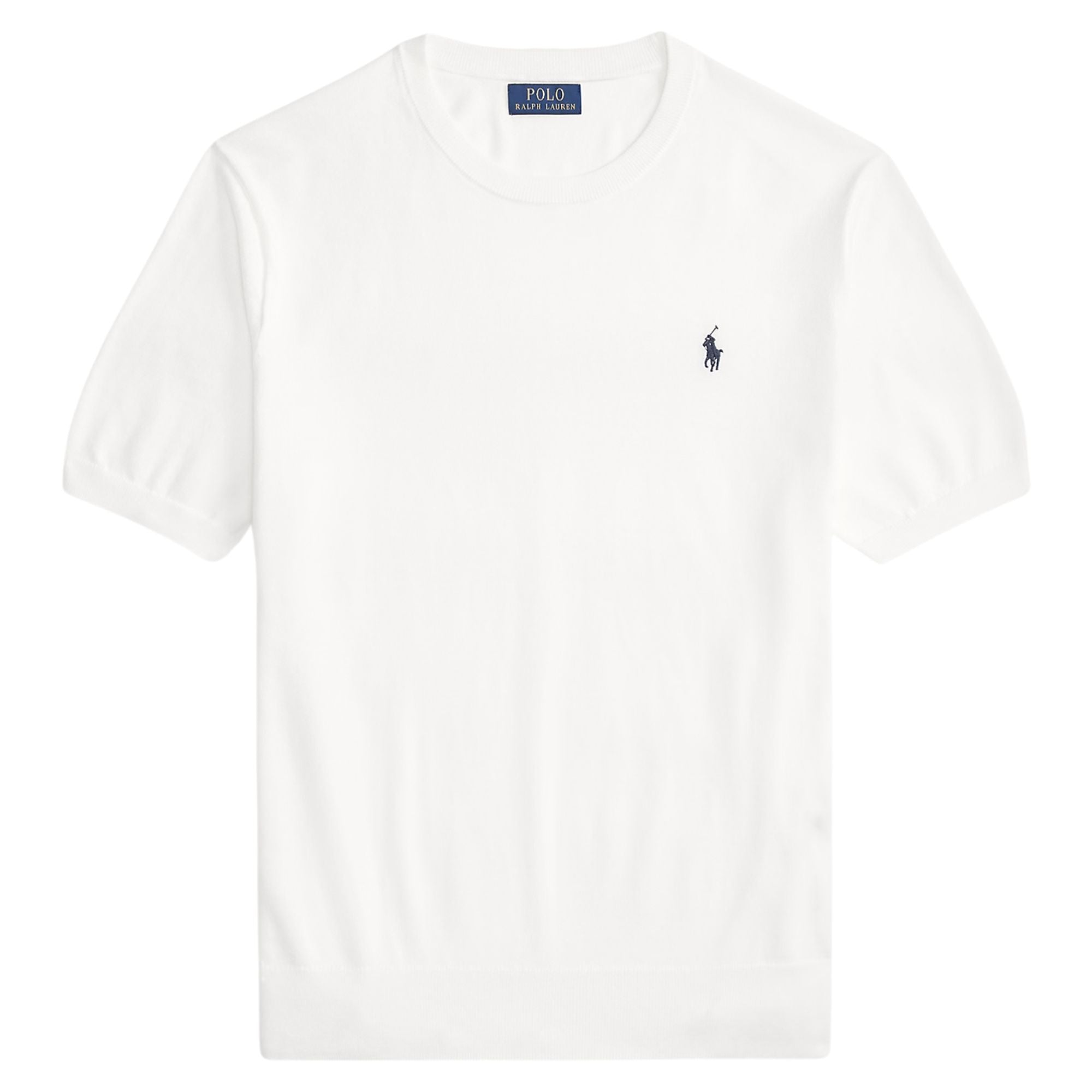 Cotton Crewneck Short Sleeve Jumper - White