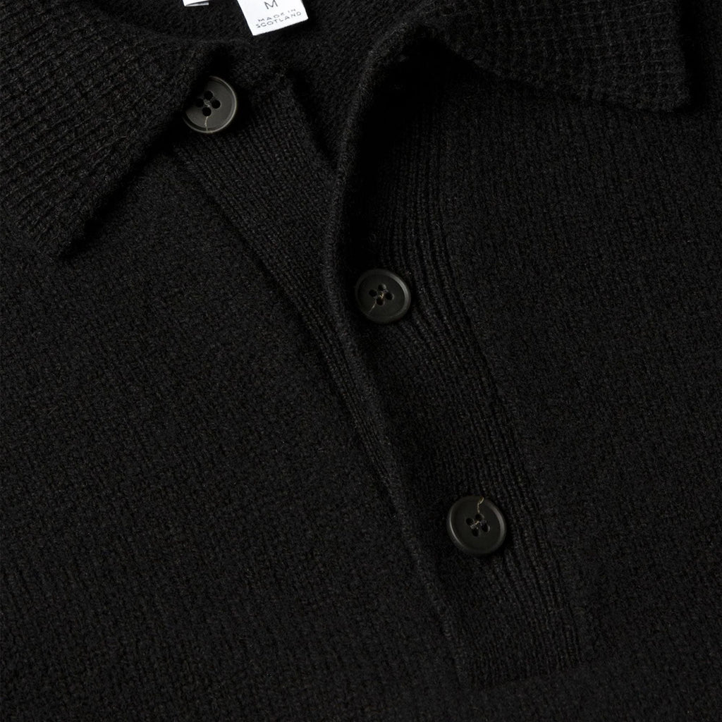 Sunspel Lambswool Polo Shirt - Black