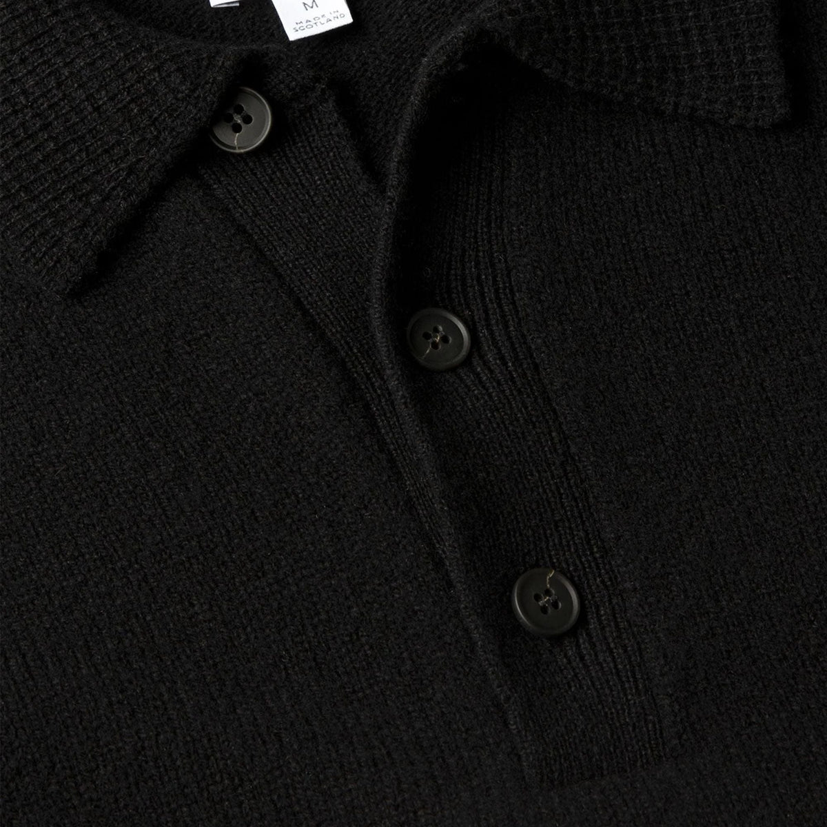 Sunspel Lambswool Polo Shirt - Black