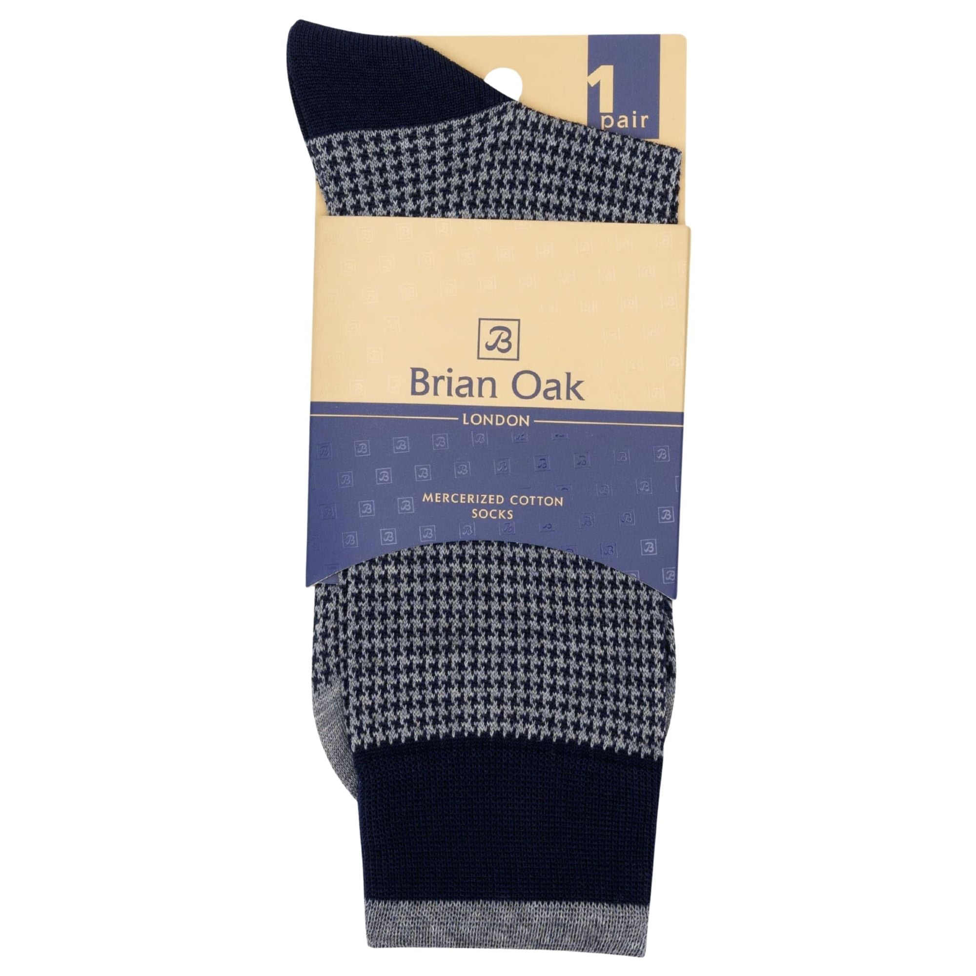 Stuarts London Brian Oak Houndstooth Pattern Socks - Grey