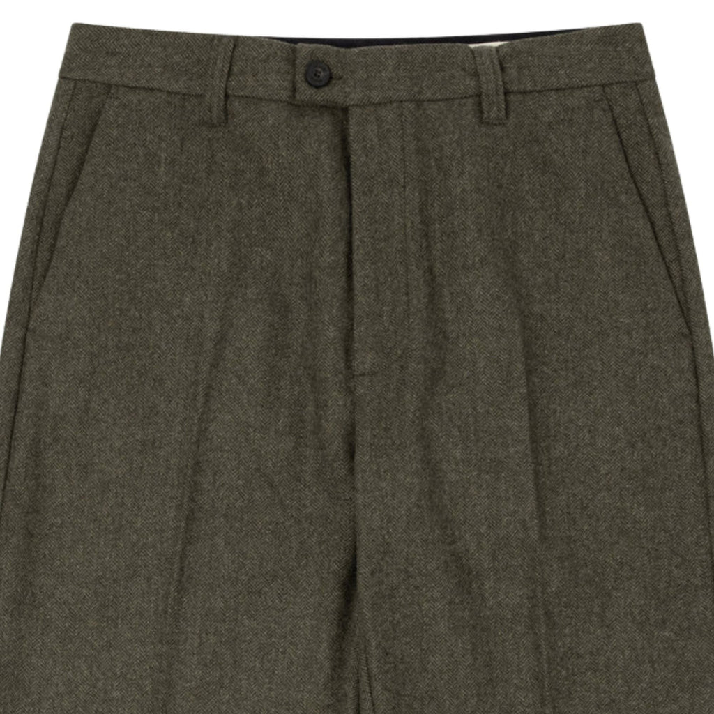 Kestin Herringbone Wool Blend Moray Trousers - Olive