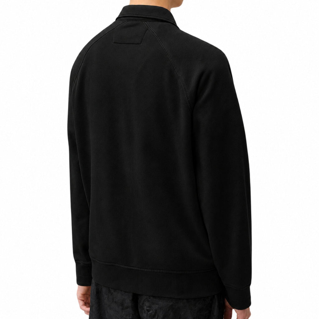 C.P Company Diagonal Raised Fleece Polo Zip Sweatshirt - Black