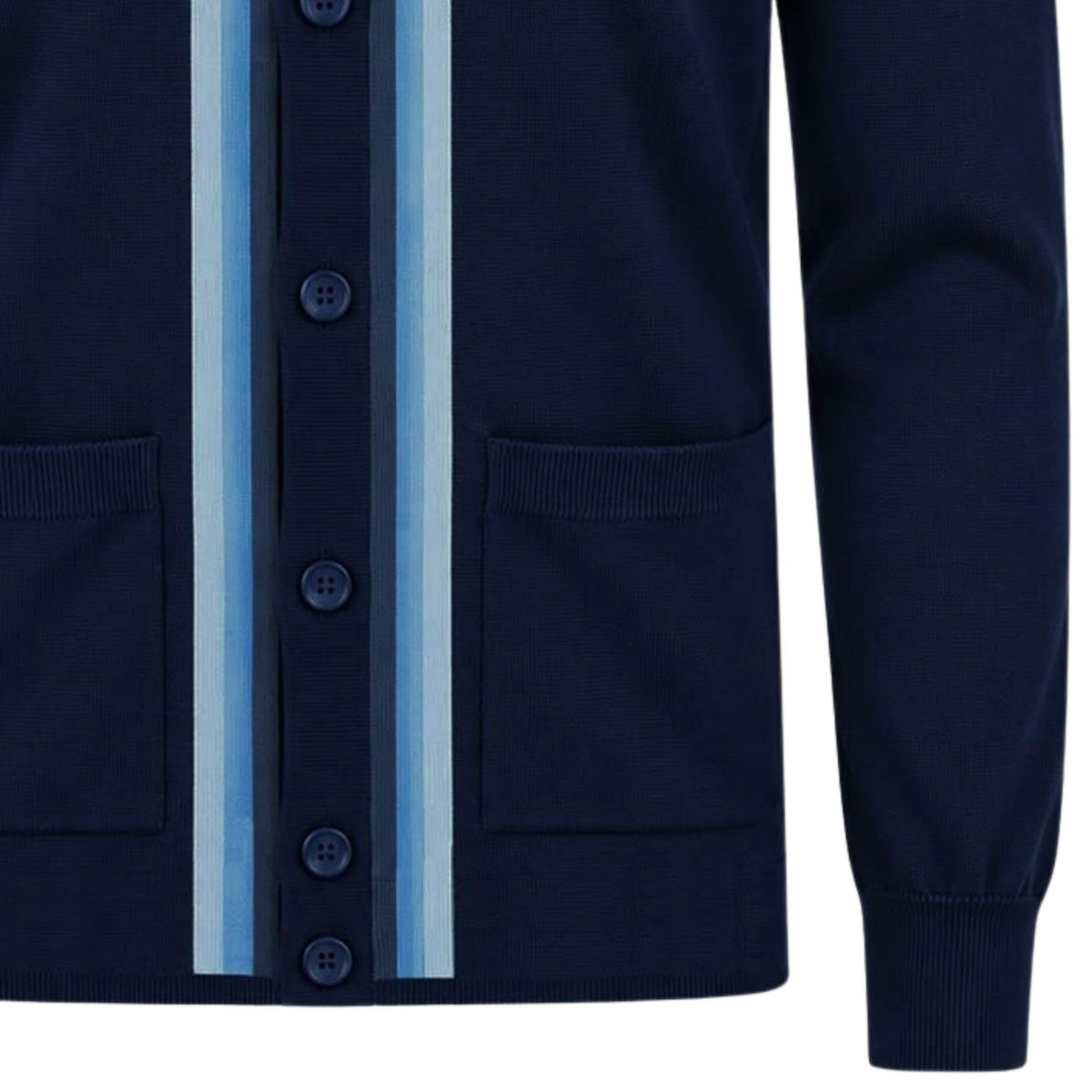 Gabicci Vintage Bromley Long Sleeve Button Thru Knit Polo - Navy