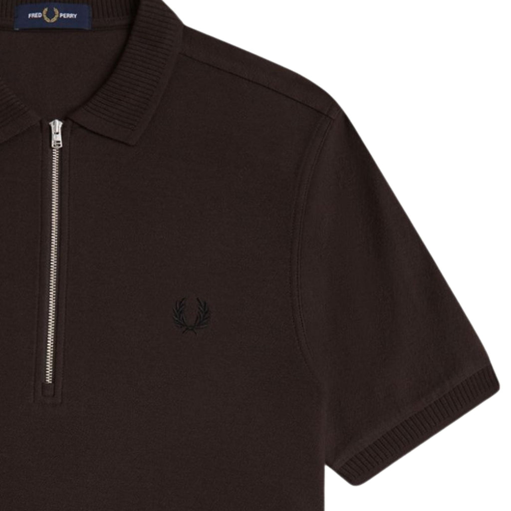 Fred Perry Crepe Pique Polo Shirt - Rich Brown