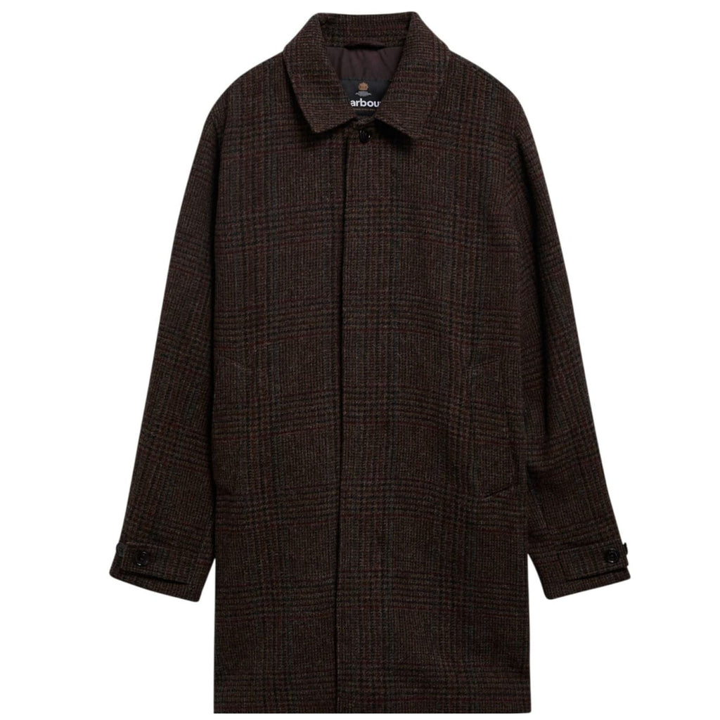 Barbour Lorden Check Wool Overcoat - Dark Oatmeal