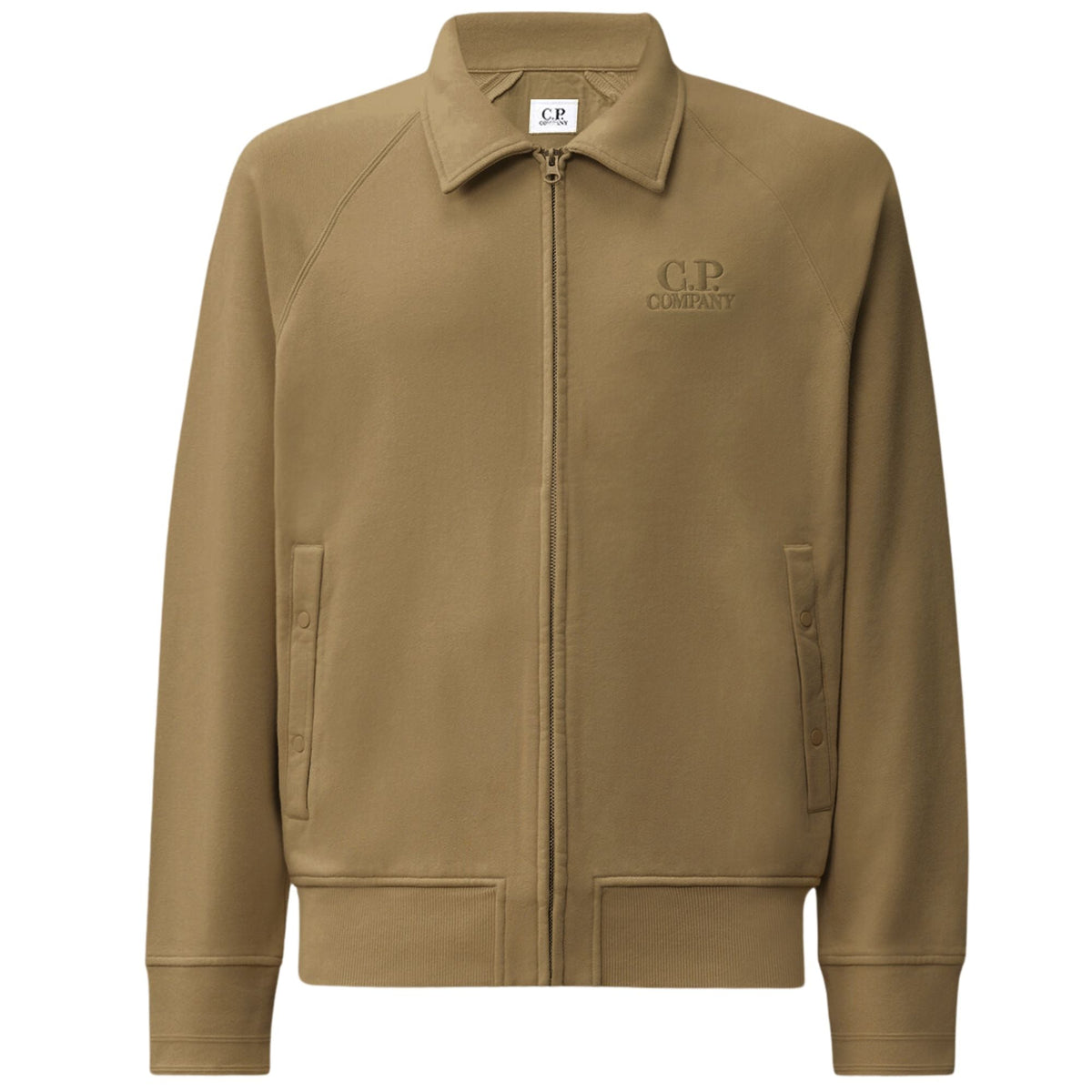 C.P Company Diagonal Raised Fleece Polo Zip Sweatshirt - Ermine