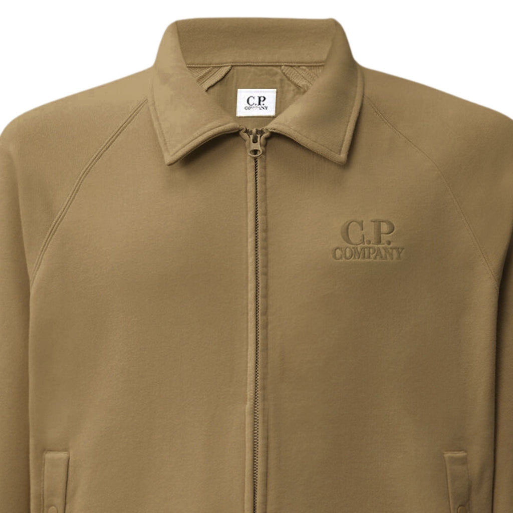 C.P Company Diagonal Raised Fleece Polo Zip Sweatshirt - Ermine
