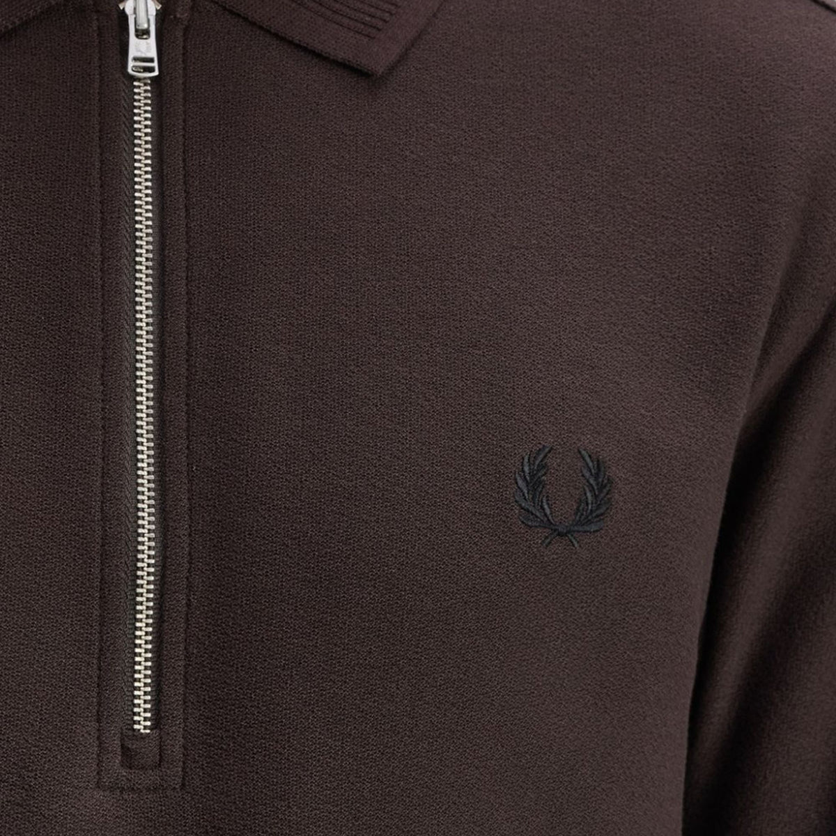 Fred Perry Crepe Pique Polo Shirt - Rich Brown