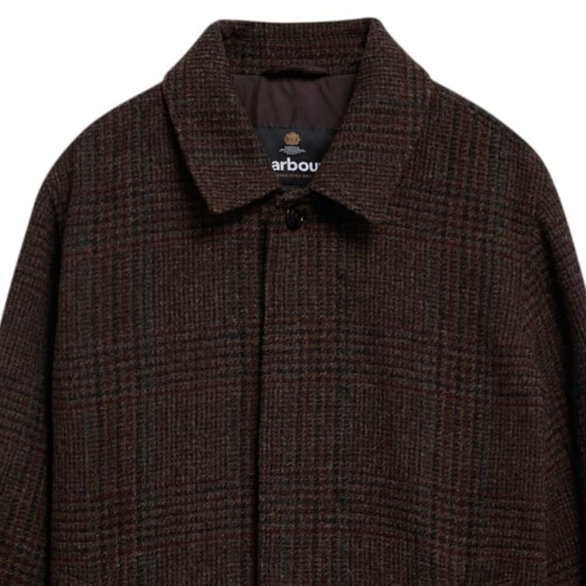 Barbour Lorden Check Wool Overcoat - Dark Oatmeal
